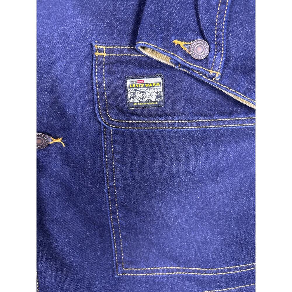 Levi's Denim Chore Coat Cypress Mens Small Dark Indigo Rinse Mid‎ Length Button - Picture 6 of 12